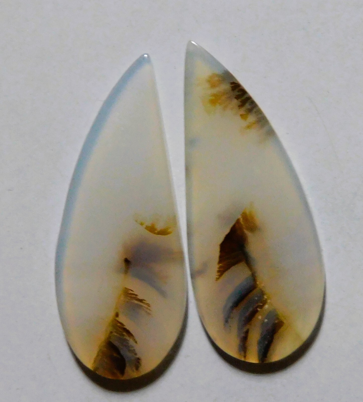 32X13MM 16.15 Cts Natural Shazar Dendritic Agate Cabochon Match Pair Gemstone