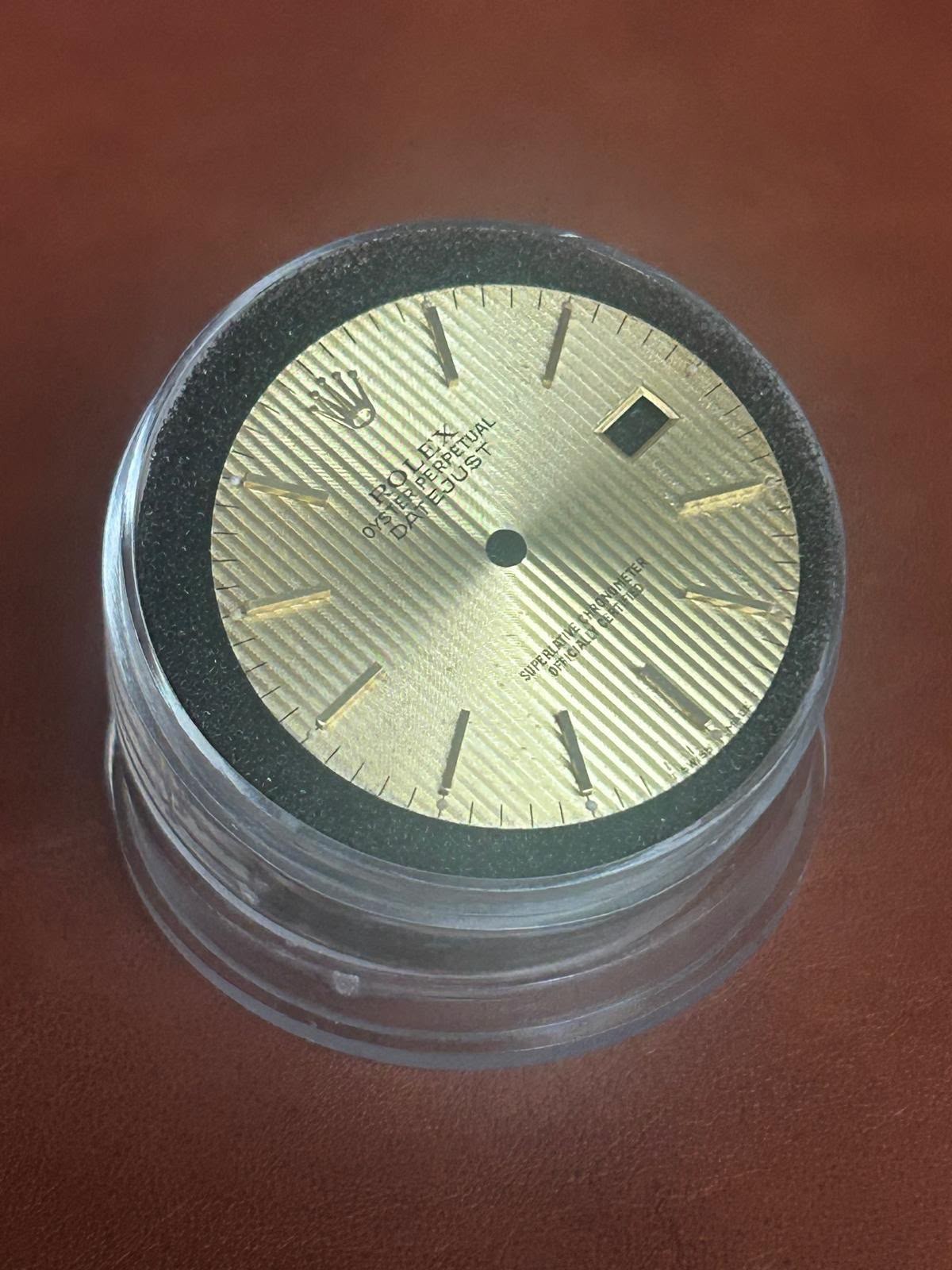Rolex Mens Datejust 36mm Tapestry Gold Stick Dial For Ref. 16013-16233 SPOTTED