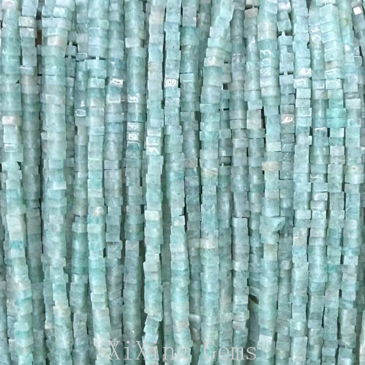1x2mm Natural Blue Amazonite Flat Square Disc Spacer Beads for Jewelry Making