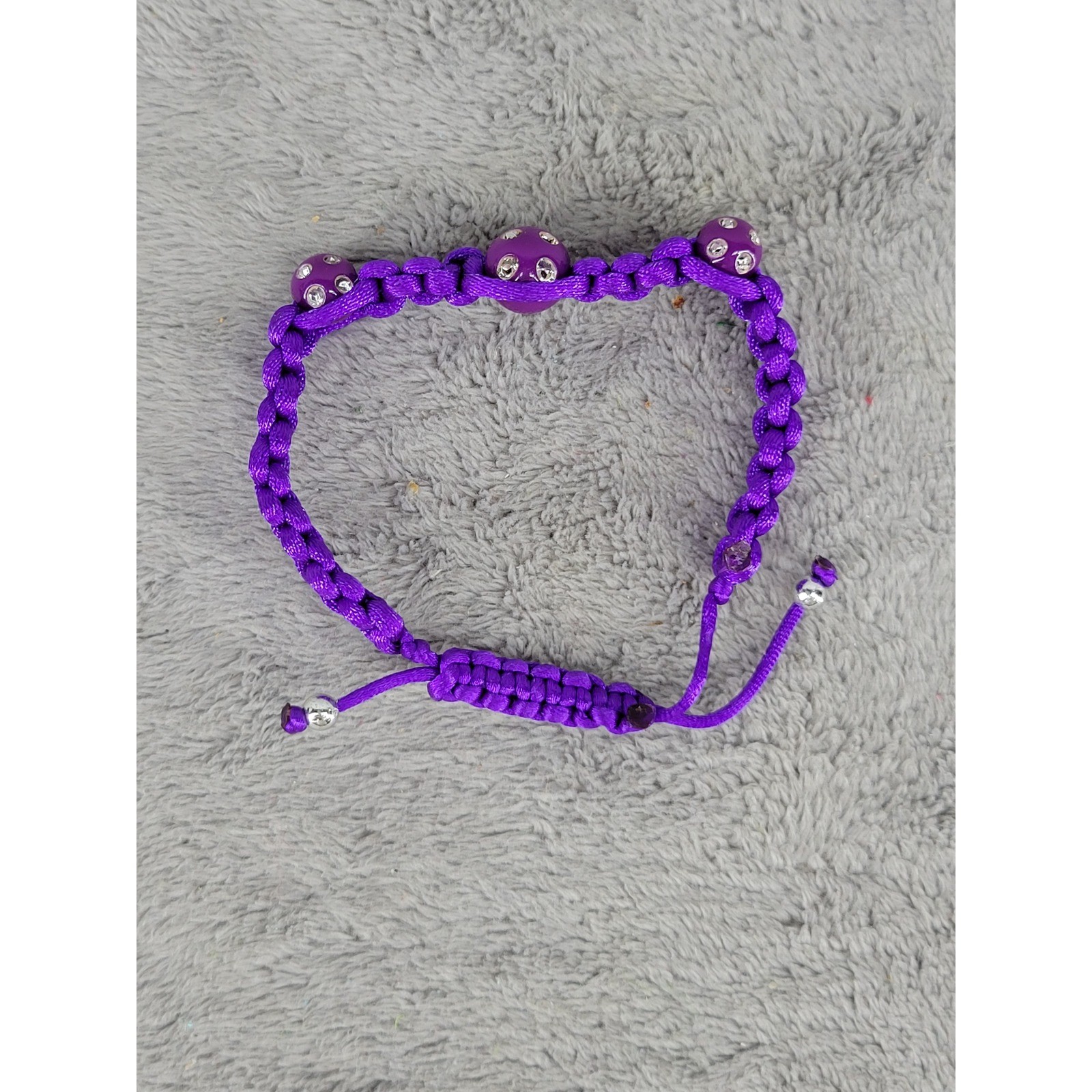 Purple Beaded Macrame Bracelet Adjustable Charm Friendship Boho