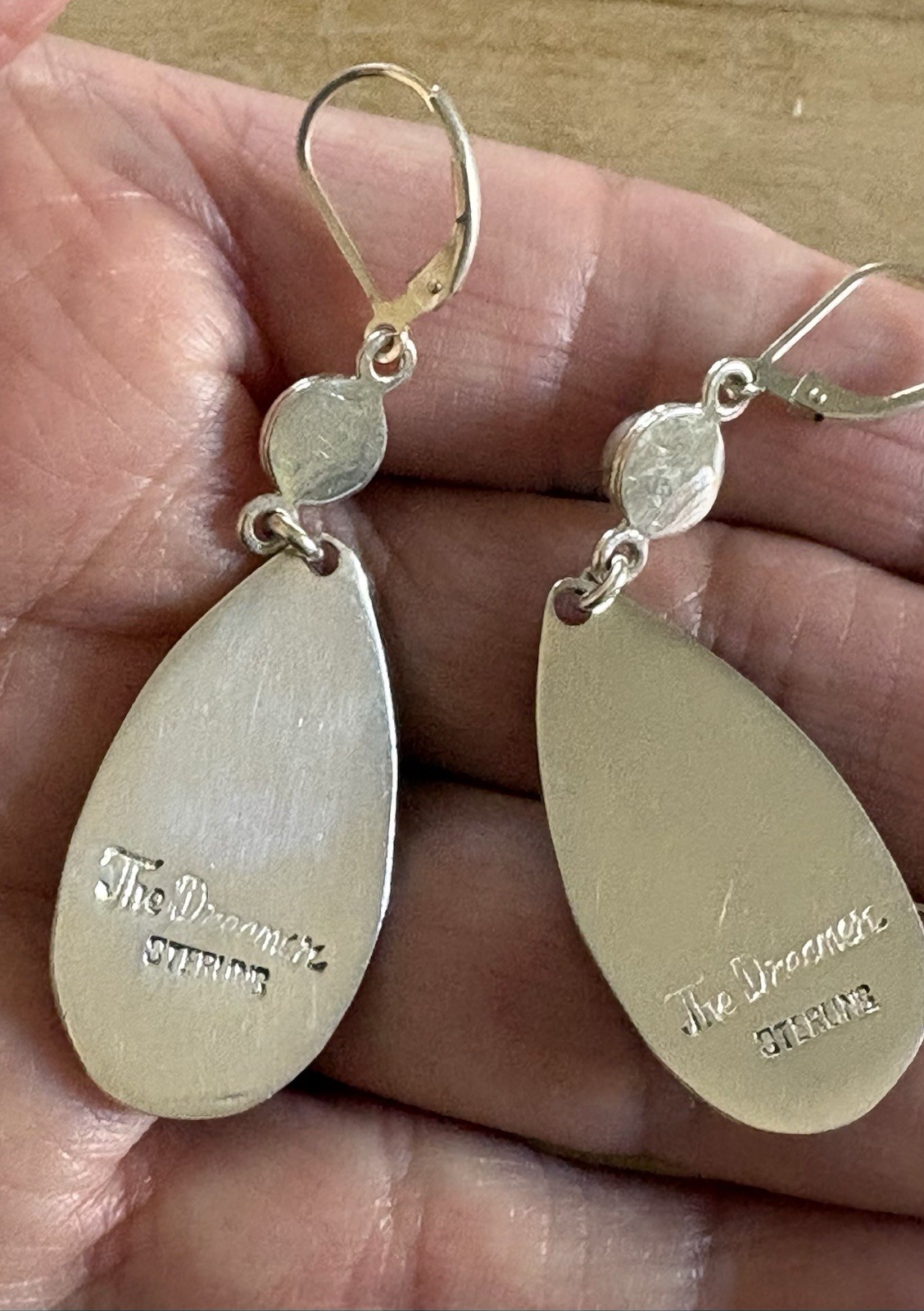 Echo of the Dreamer- dangly giraffe earrings- sterling – signed