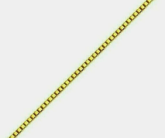 14K Solid Yellow Gold Box Chain Necklace Men’s Women’s 1.35mm Length 16″ to 30″