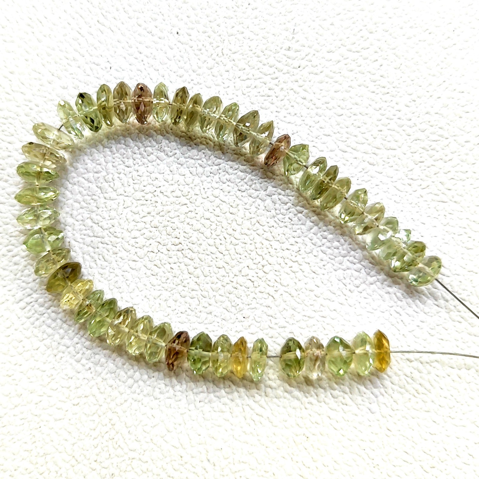 Brazil Green Amethyst Prasiolite Faceted Rondelle Beads 7-8mm 6″ Gem Strand