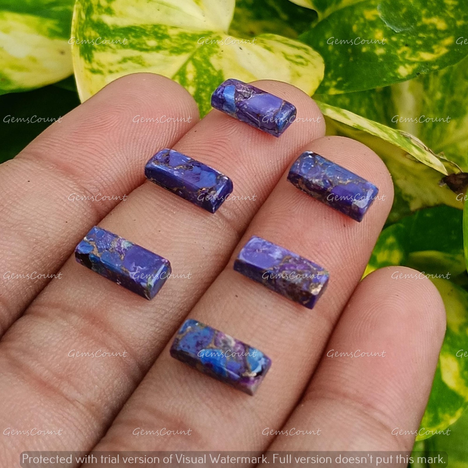Natural Purple Copper Turquoise Rectangle Cabochon Gemstone 5x10mm-15x30mm