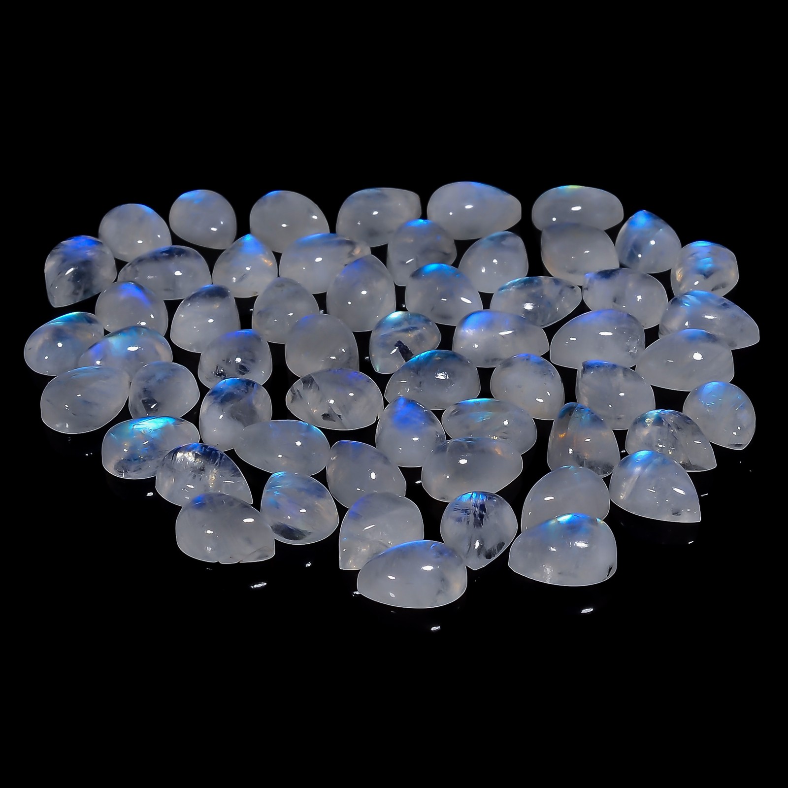 Natural Rainbow Moonstone Pear Cabochon Gemstone Lot 20 Ct. 10X7X5 mm UGL-4