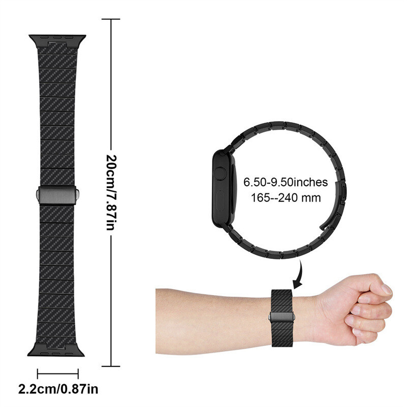 Carbon Fiber Band Strap For Apple Watch Series 8 7 6 SE 5 4 41/45mm Ultra 49mm