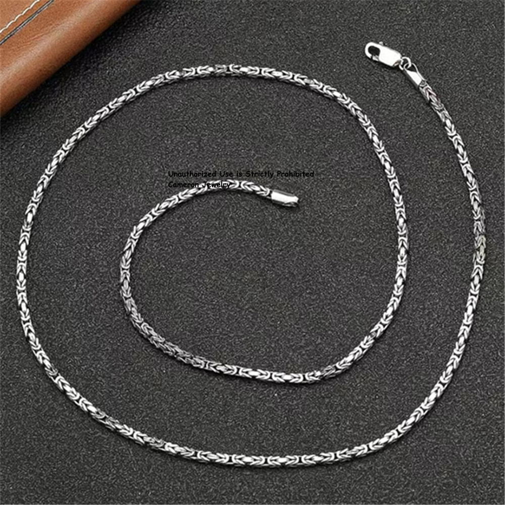 Solid S925 Sterling Silver Necklace Men Women 2.5mm Byzantine Link Chain 18-32in