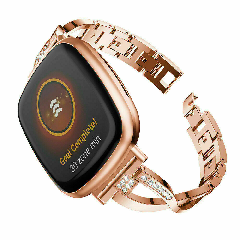 Women Crystal Classic Watch Band Strap Bracelet Case For Fitbit Versa 3 4 Sense2