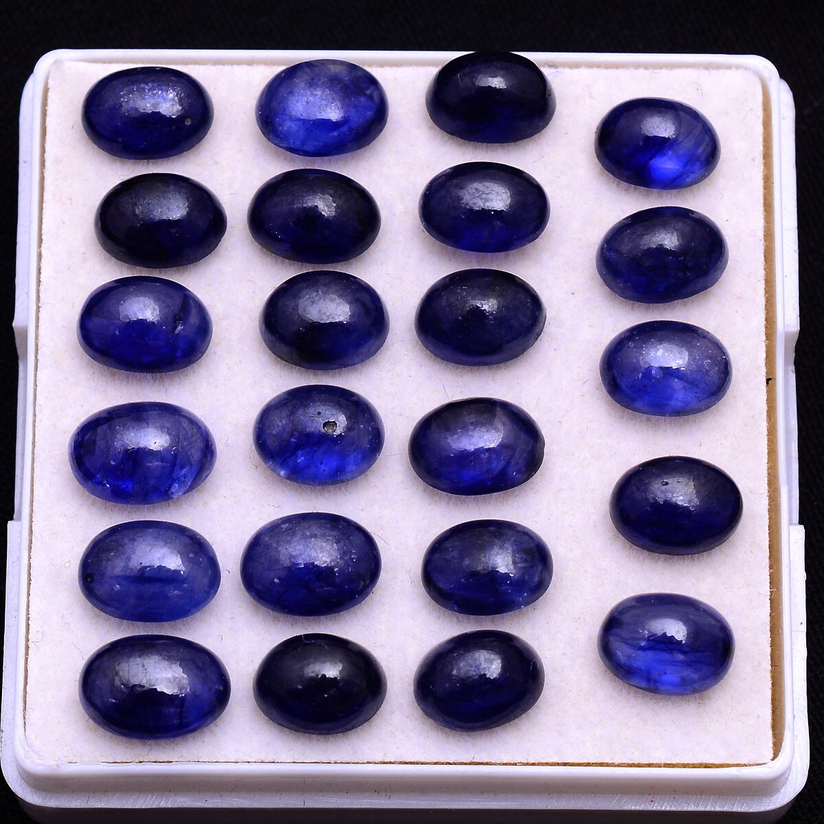 23 Pcs Natural Blue Sapphire Oval Cabochon 6.40mm-7.90mm Gemstones Wholesale Lot