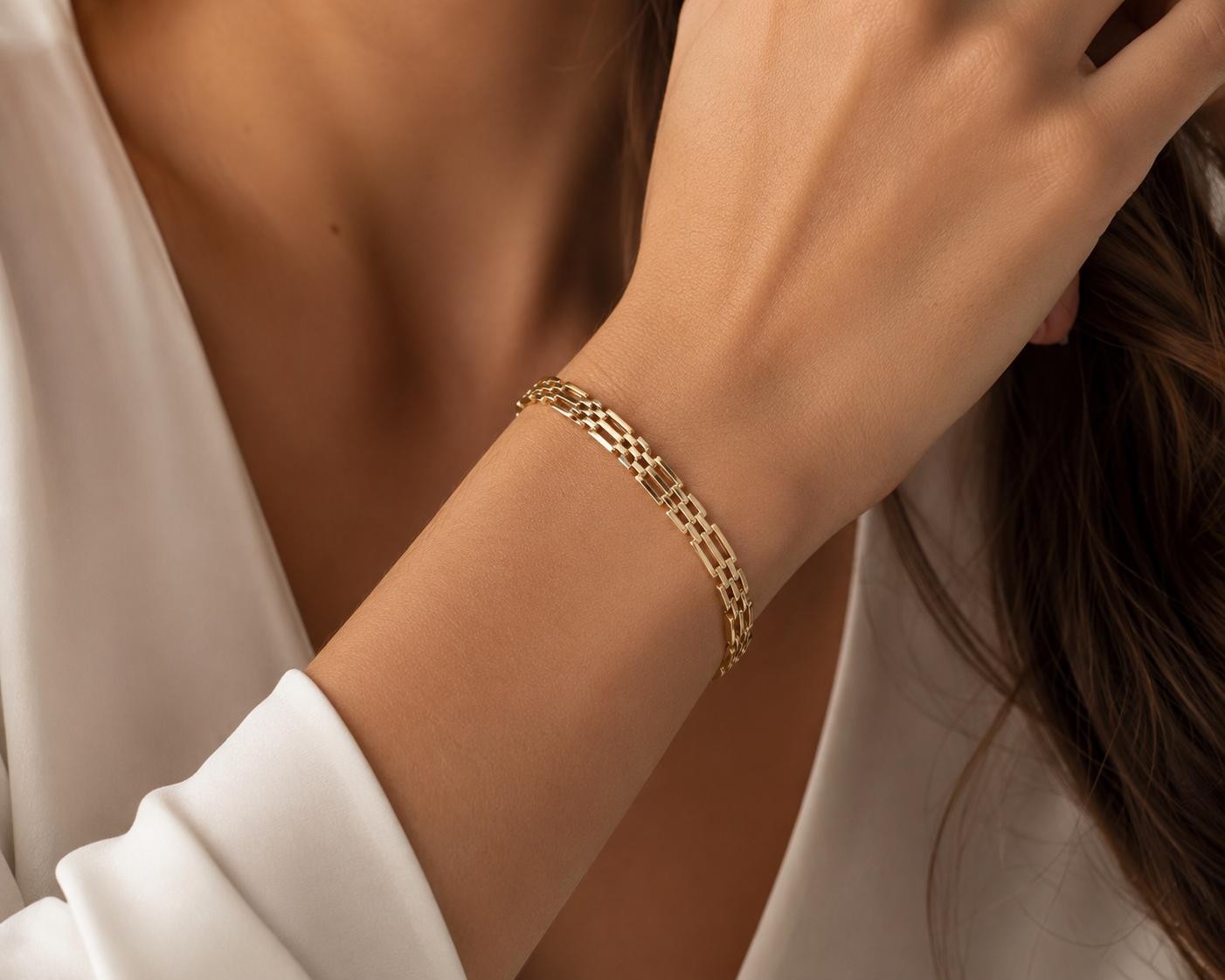 10k Solid two-tone Gold Link Bracelet