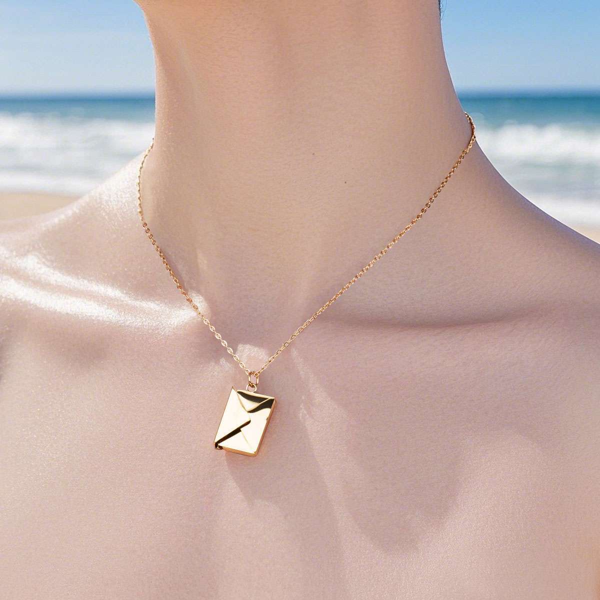 Love You Letter Envelope Pendant Necklace for Women Lover with Luxury Gift Box
