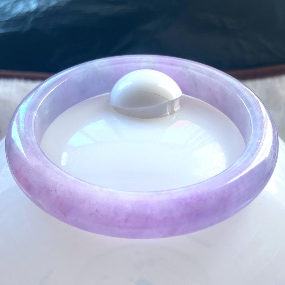 Certified Grade A Lavender 57-58mm Natural Burma Jade jadeite Bangle Bracelet
