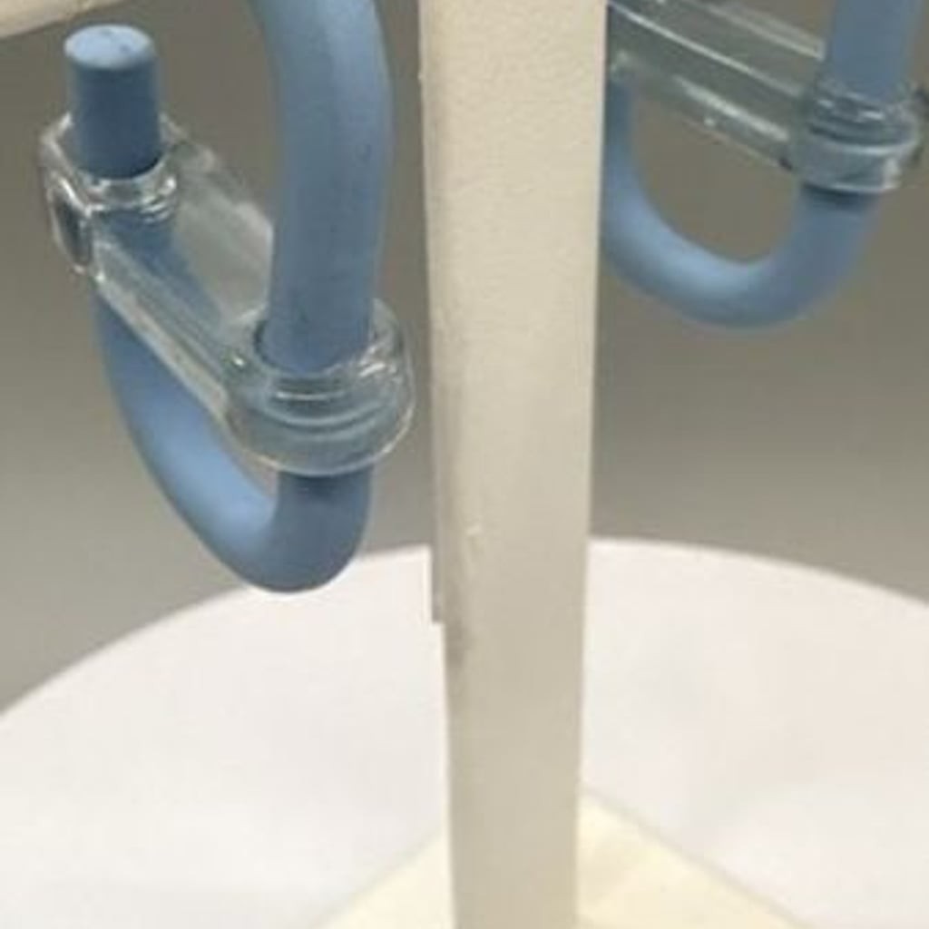 Light Blue Matte and Acrylic “Pipe” Hoop Earrings Retro 80’s Vtg