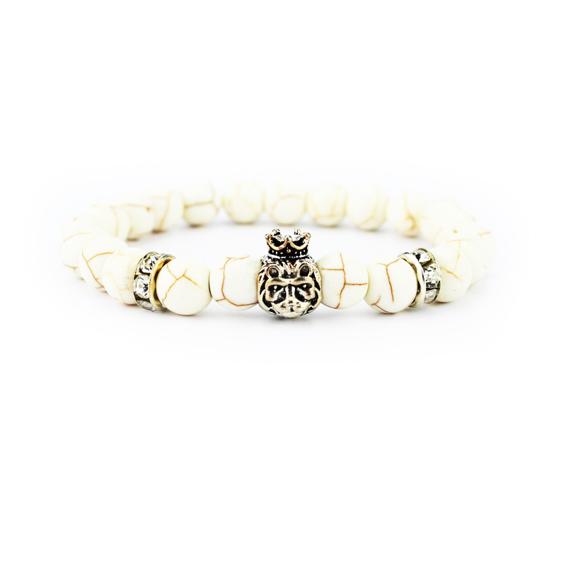 Fashion Men’s Spot Natural Lava Stone Silver Buddha Beaded Charm Bracelet