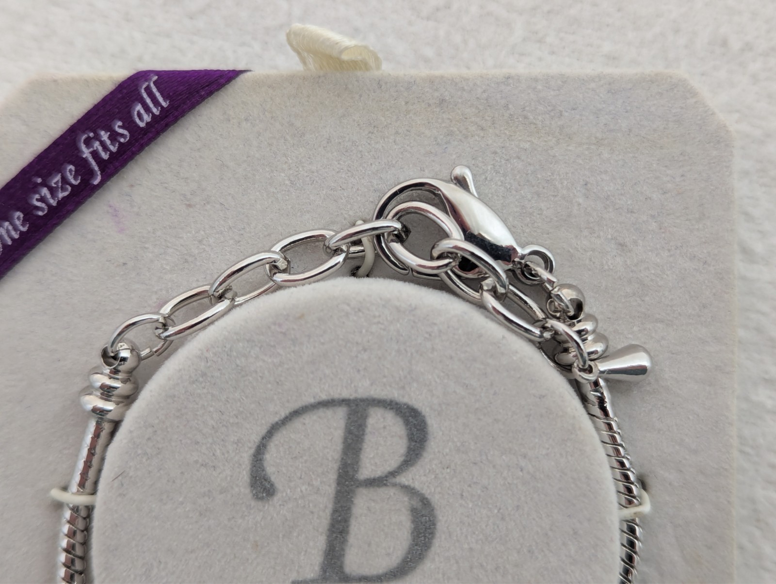 Bella Perlina Charm Bracelet Silver Tone 6-8″ Adjustable