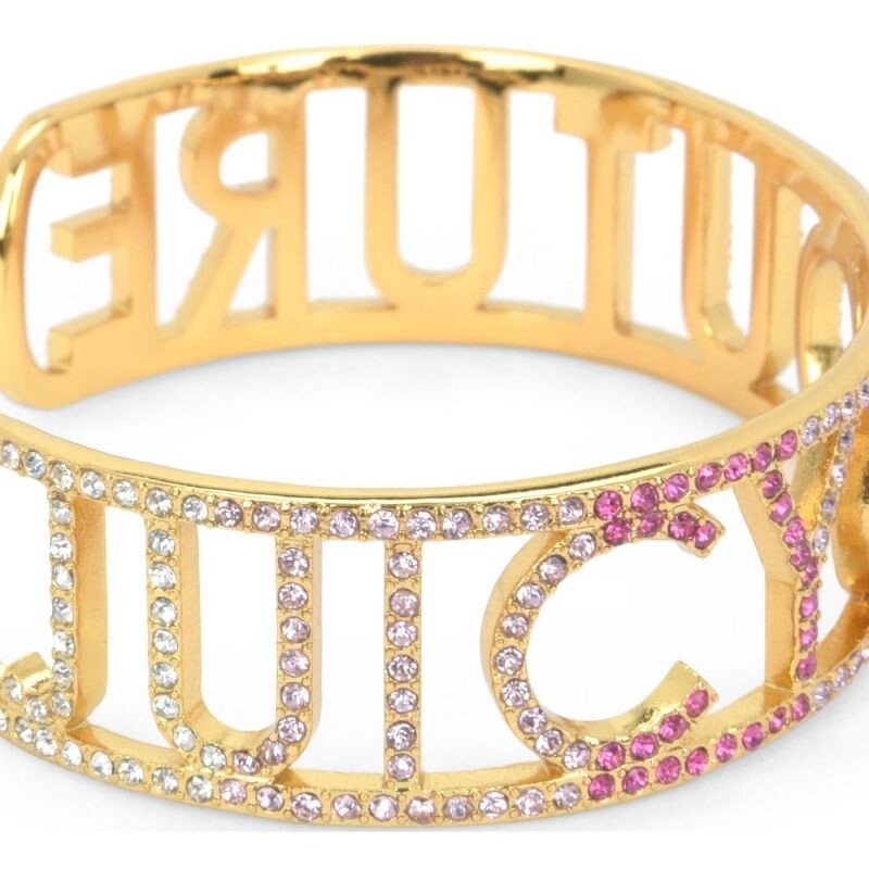 Y2K Iconic Juicy Couture Crystal Rainbow Bangle gold statement bracelet WJW688