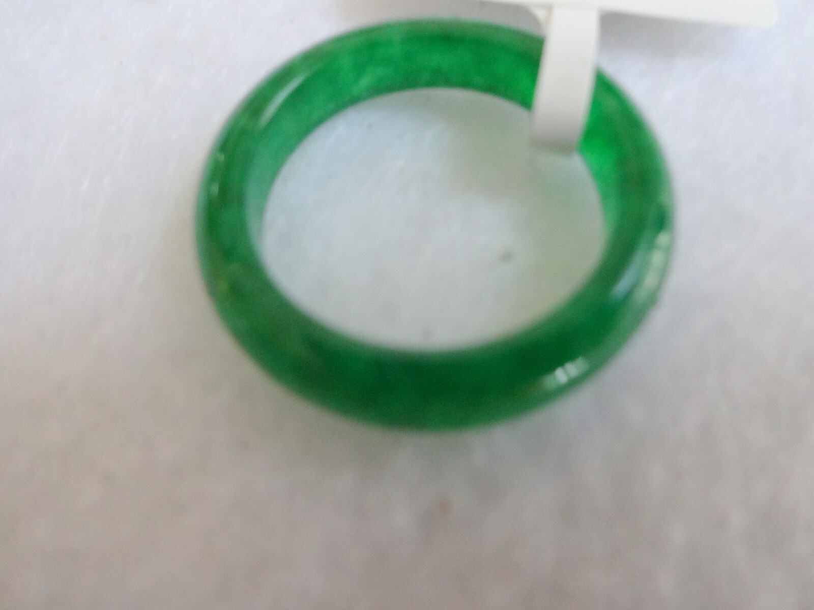 Chinese Natural Grade A Translusent Apple Green Jade Nephrite Ring Size 7.5