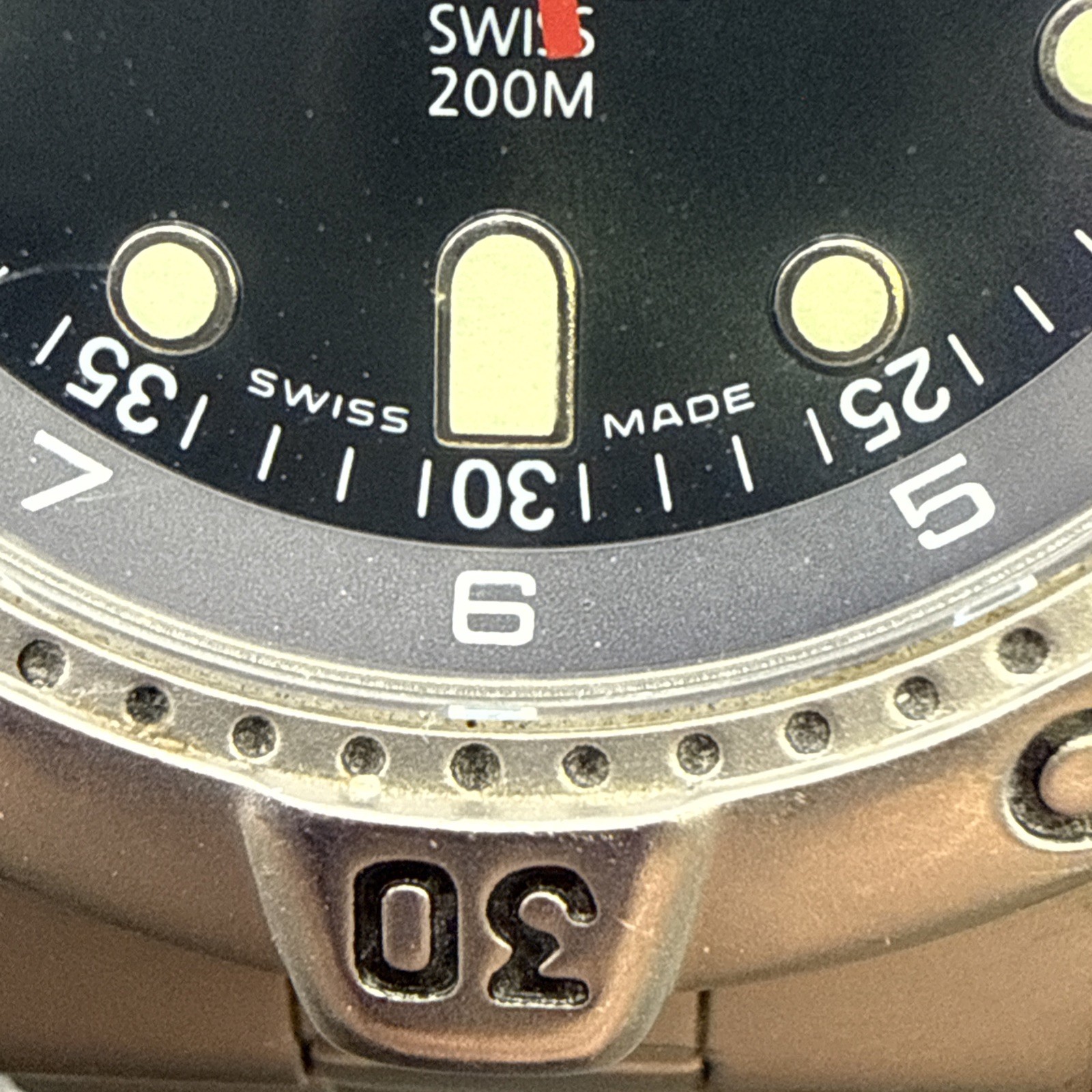 Wenger SMT Design 200m Quartz Black Dial Day-Date Men’s Watch Good Lume New Batt