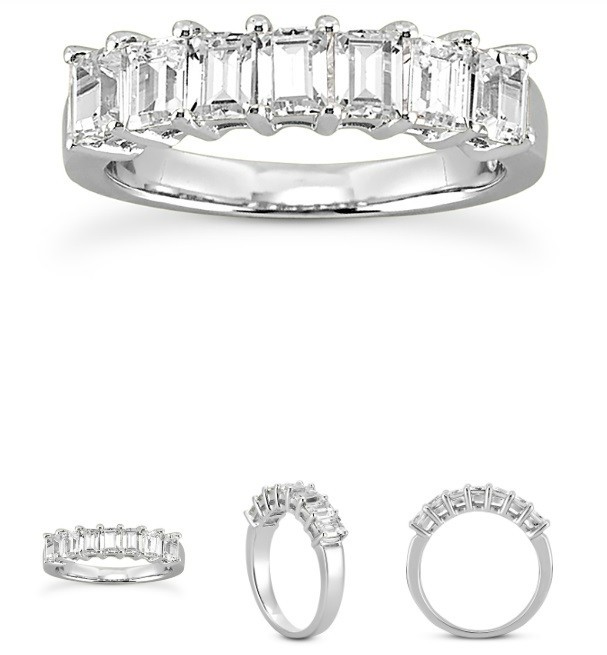2.43 carat, Emerald cut Diamond Ring 14k white Gold Band 9 x 0.27, ct F-G VS