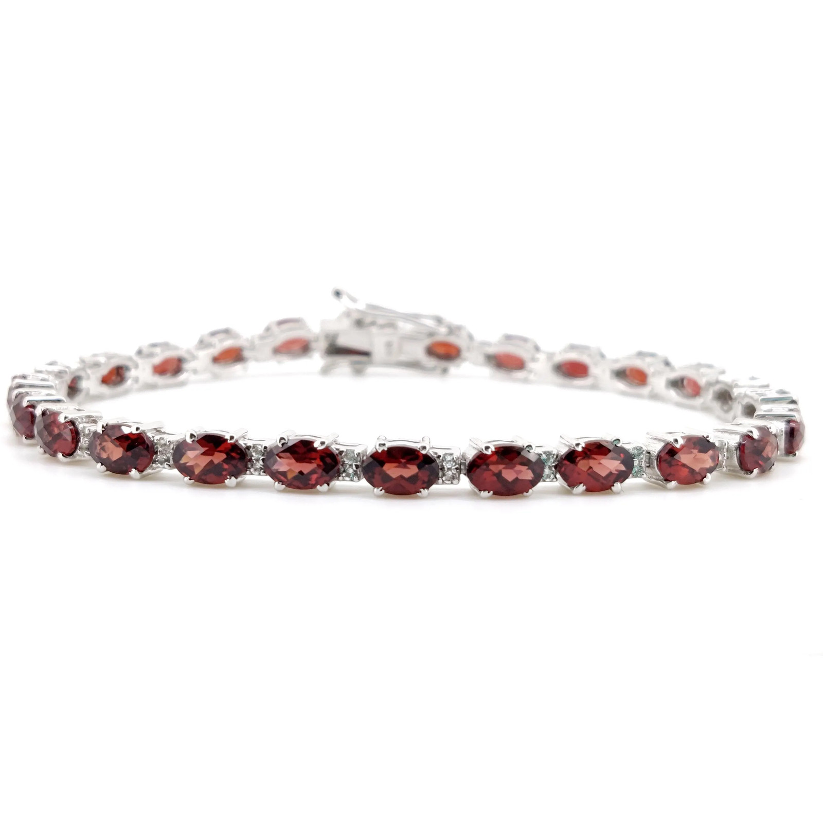 Oval Garnet Tennis Bracelet Sterling Silver January Birthstone womens Jewelry