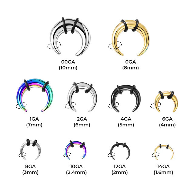 Surgical Steel Crescent Tapers Bull Stretchers Expander Horseshoes Septum Ring