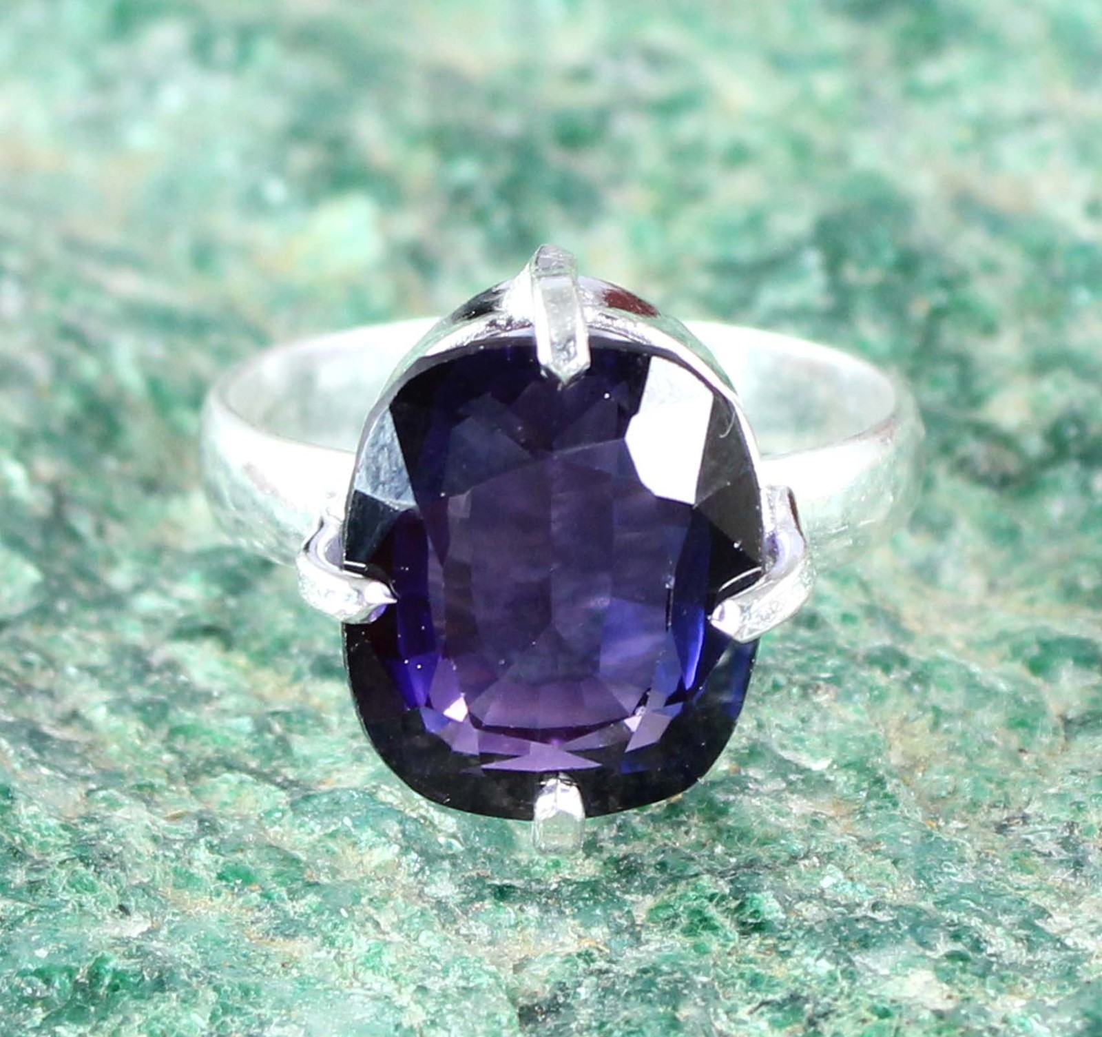 No Tariffs Natural 11.15 Ct Boysenberry Sapphire Cushion Gemstone Certified Ring
