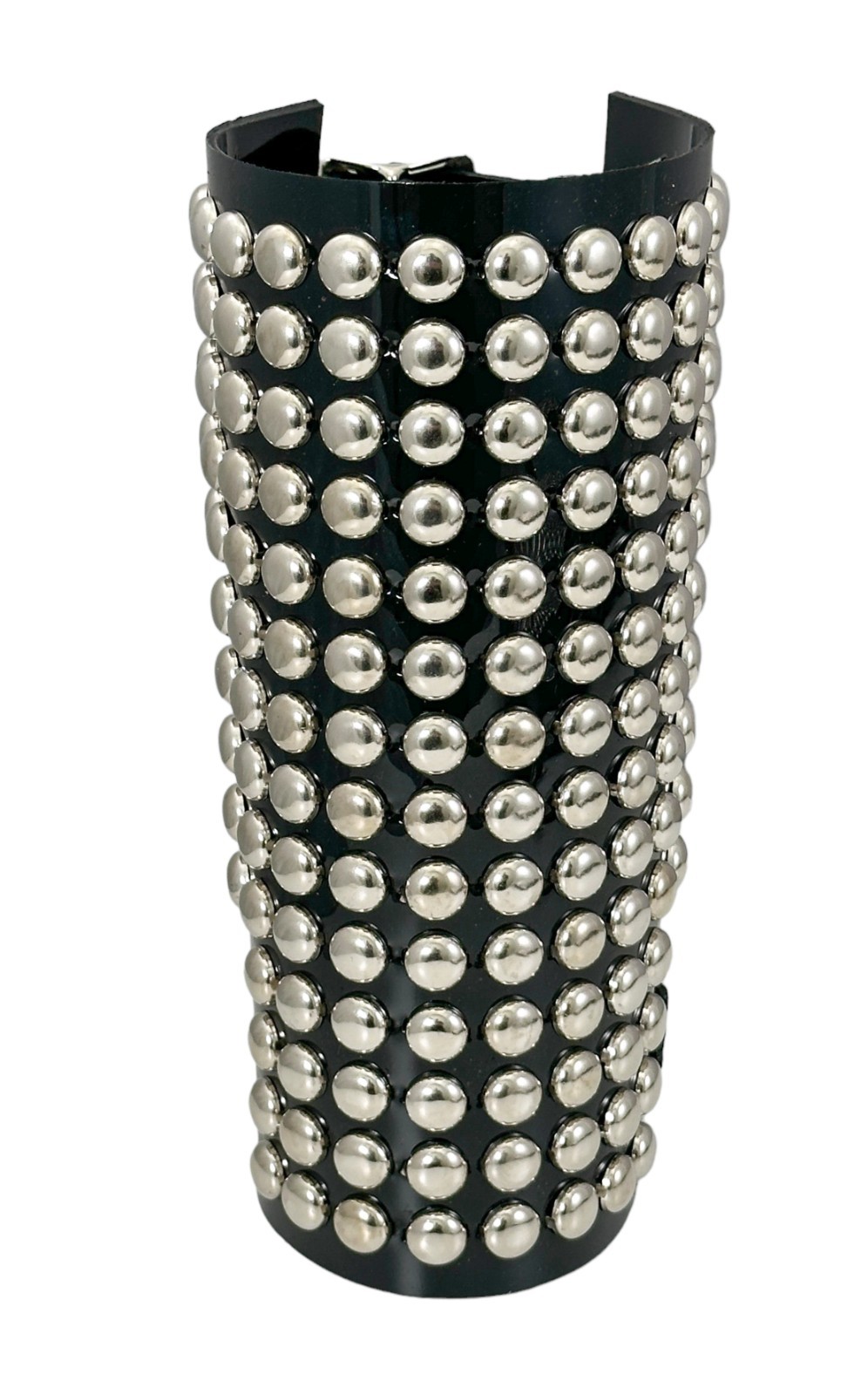 14 ROW ROUND STUD GAUNTLET BRACER WITH BUCKLE PVC VINYL PUNK THRASH METAL USA