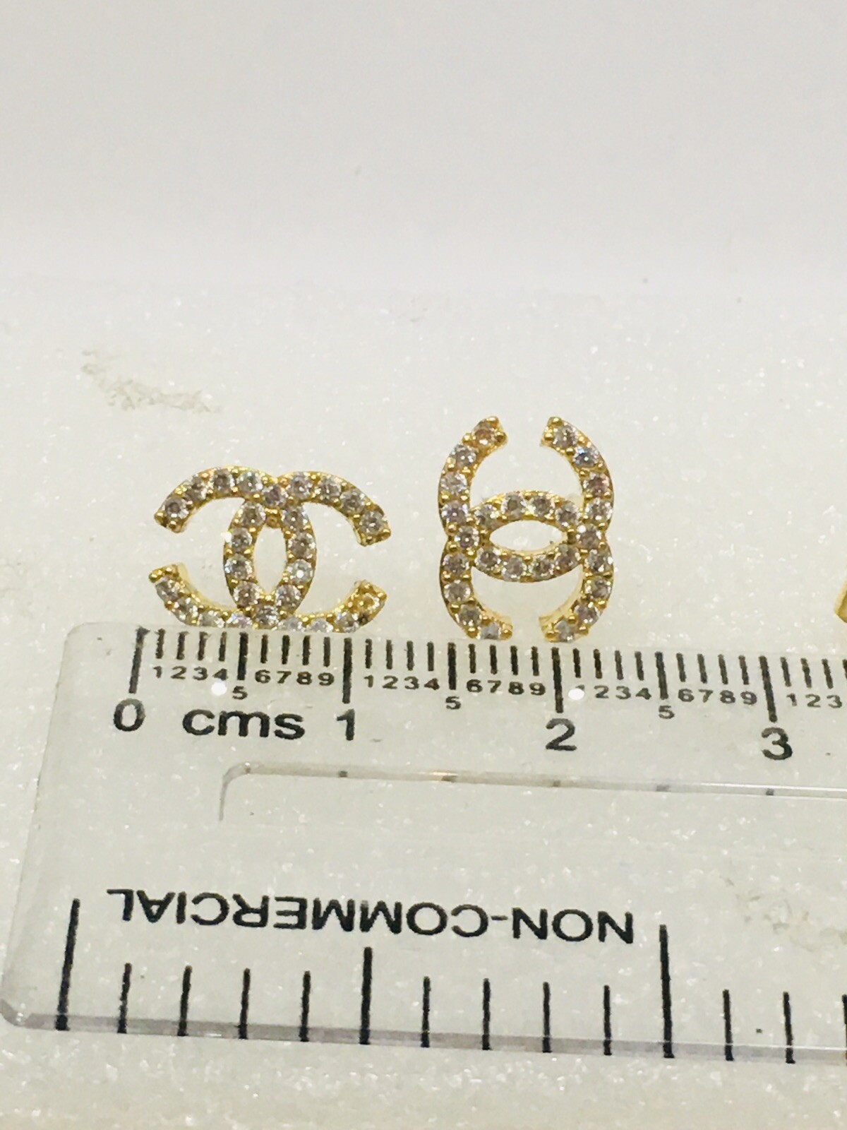 18k Gold Plated Earrings Studs for Women _ White Clear Diamanté ~ Gift Jewellery