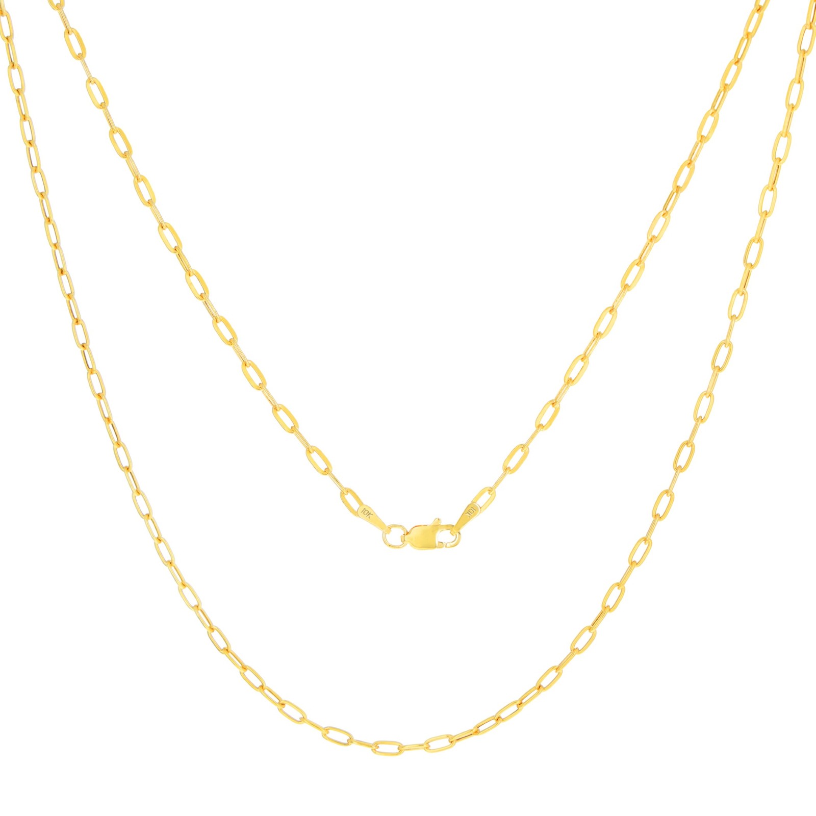 10k Yellow Gold 2mm Paperclip Chain Rolo Dainty Link Cable Necklace Womens 16″