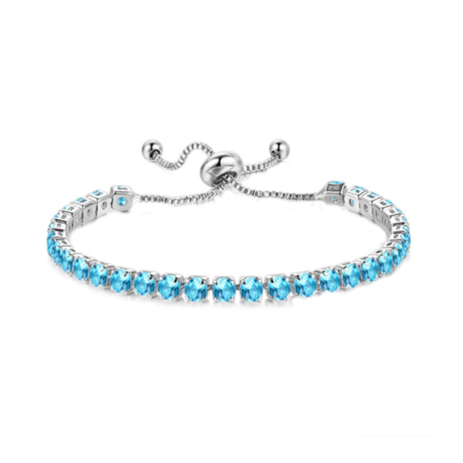 14K Gold Silver Plated Adjustable Rhinestone Beads Bracelet for Women