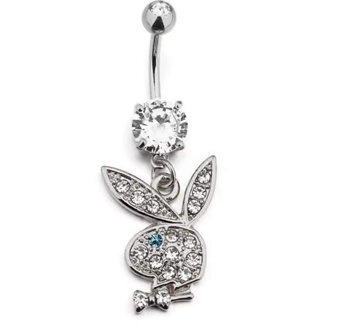 Silver & Blue Playboy Bunny Belly Ring