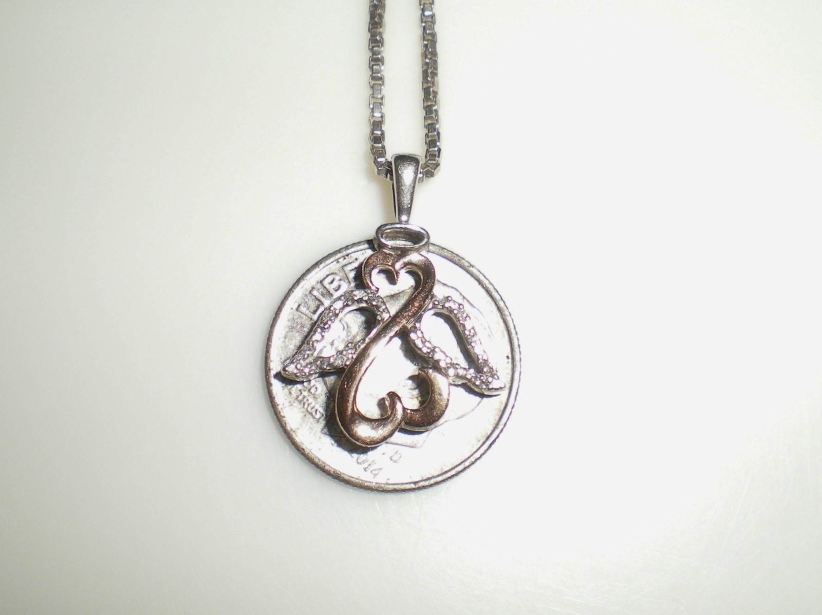 Jane Seymour Open Hearts 1/20ct SS 10K Rose Gold ANGEL Diamond Necklace KAY BOX
