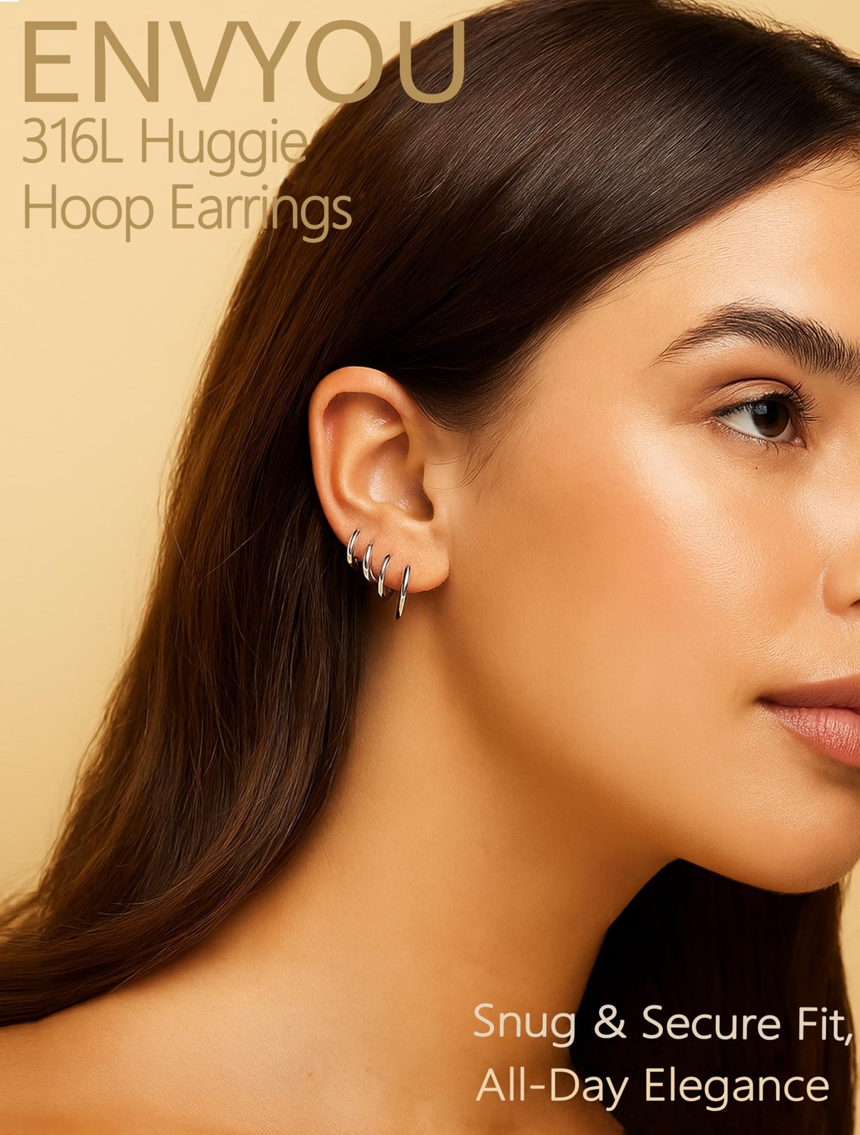 316L Surgical Steel Huggie Hoop Earrings | Dainty Pave Cubic Zirconia Cartila…