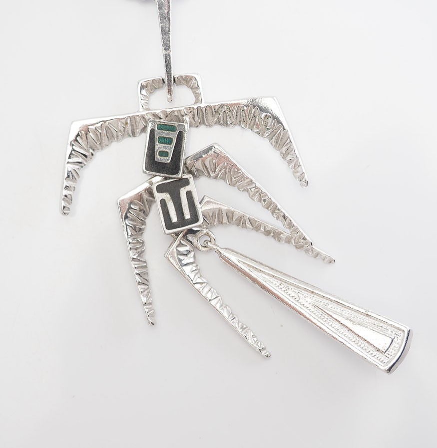 Uno A Erre Unoaerre brutalist vintage modernist sterling silver necklace Italy