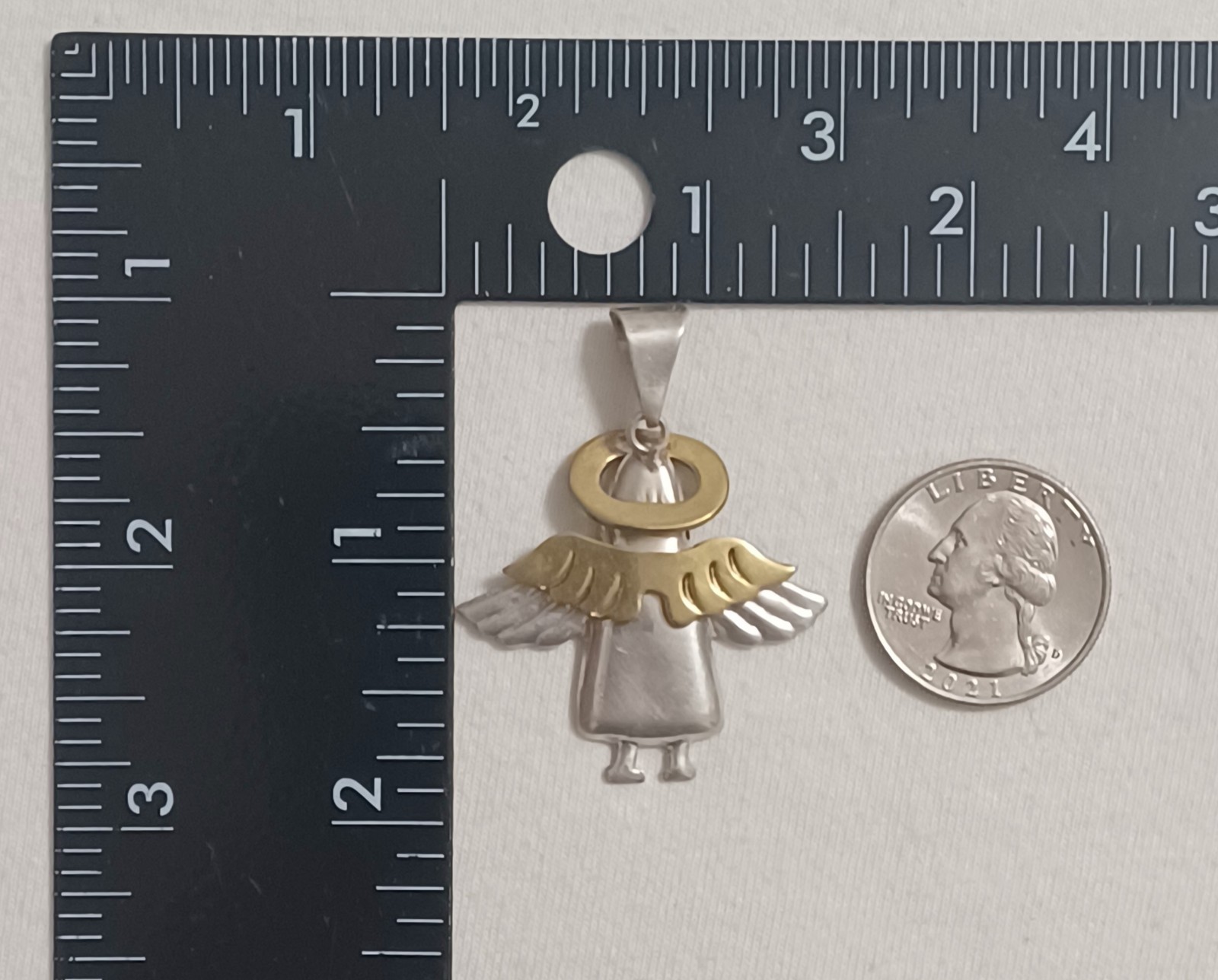BEAUTIFUL Large Sterling Silver ANGEL Necklace, Solid 16″ Inch Chain Italy 925