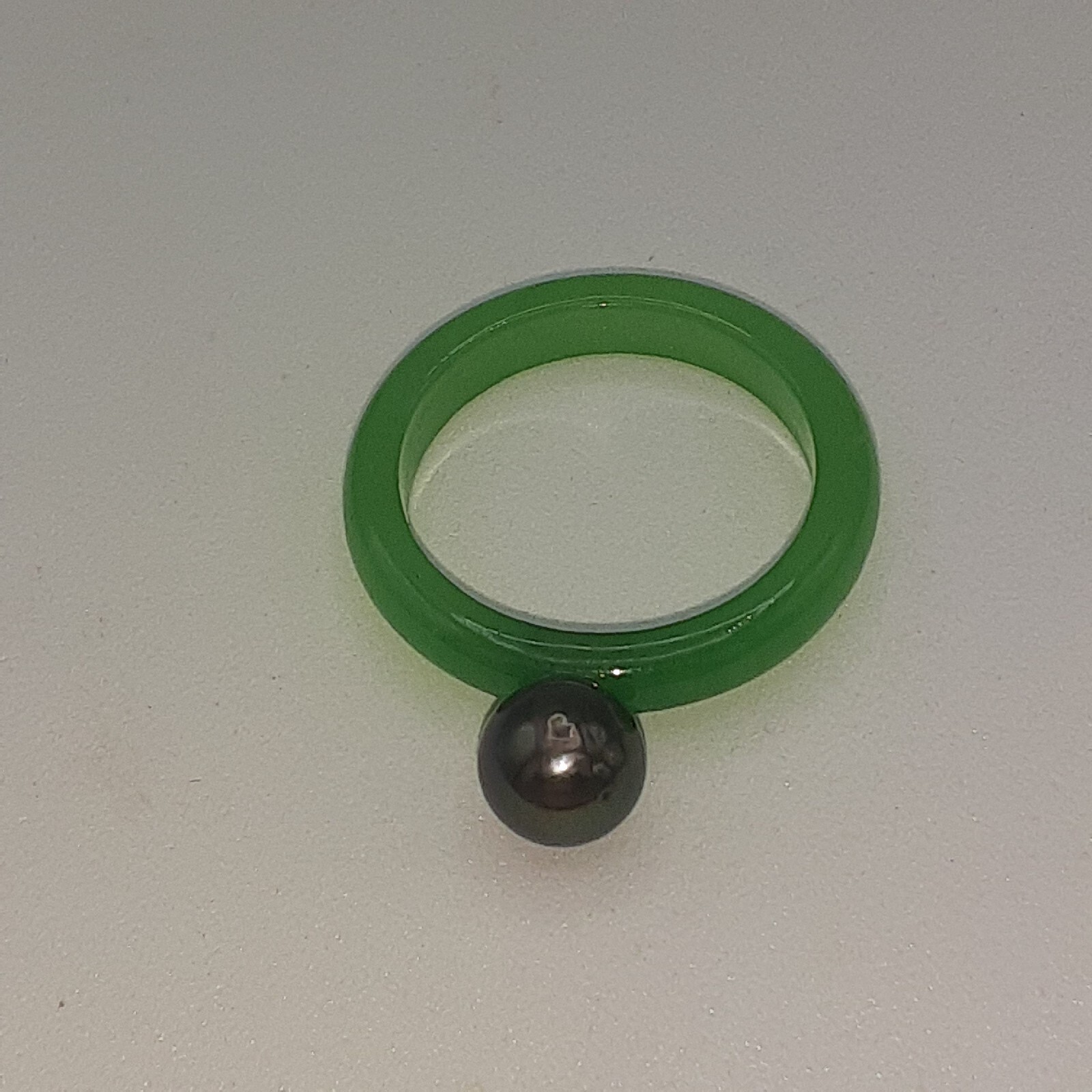 Tahitian Cultured 8-9mm Pearl, Green Jade Band Ring 11.00 ctw  Size 11 ( GIFT )