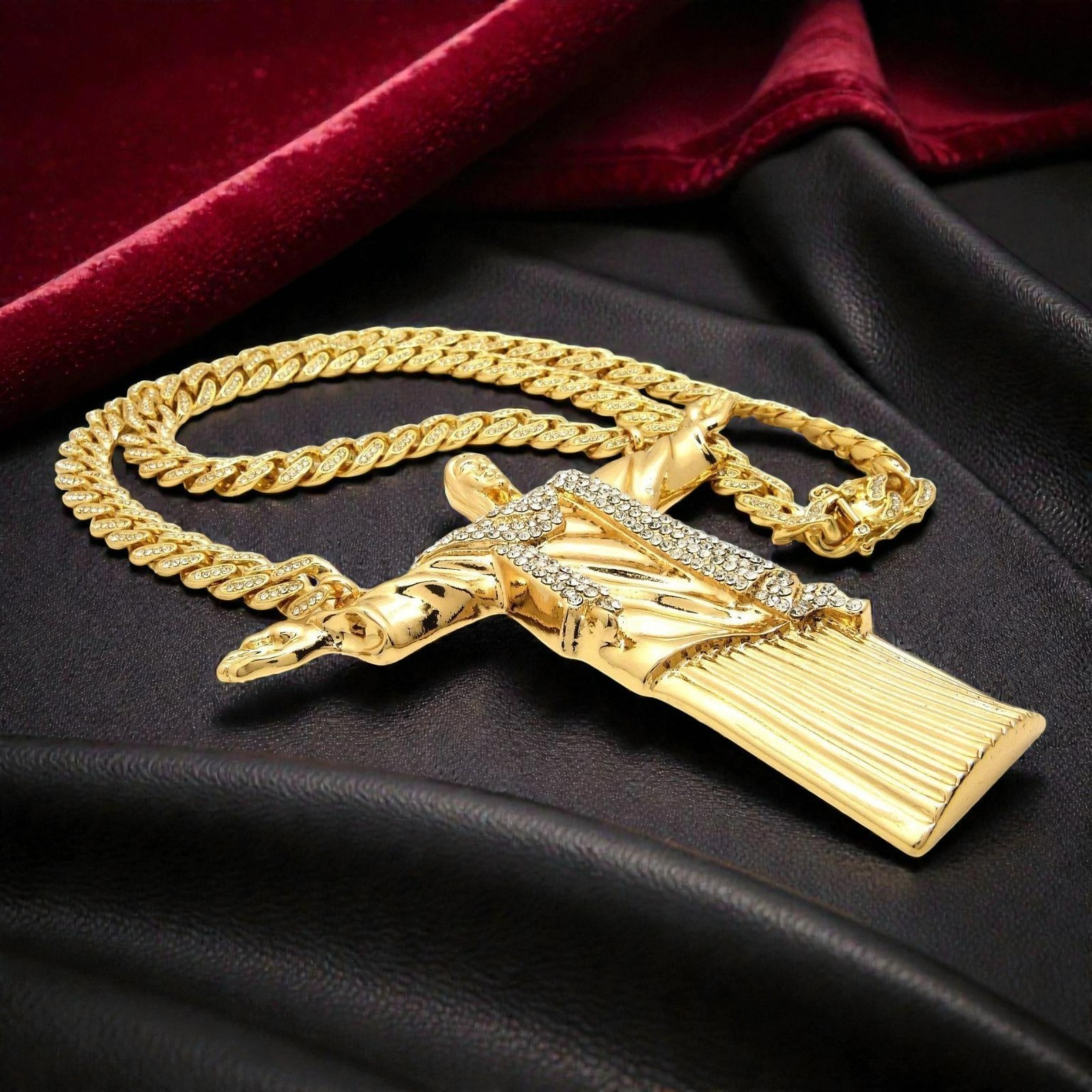 HIP HOP JUMBO XXL JESUS BODY CZ PENDANT 13mm 24″ ICED CUBAN CHAIN BLING NECKLACE