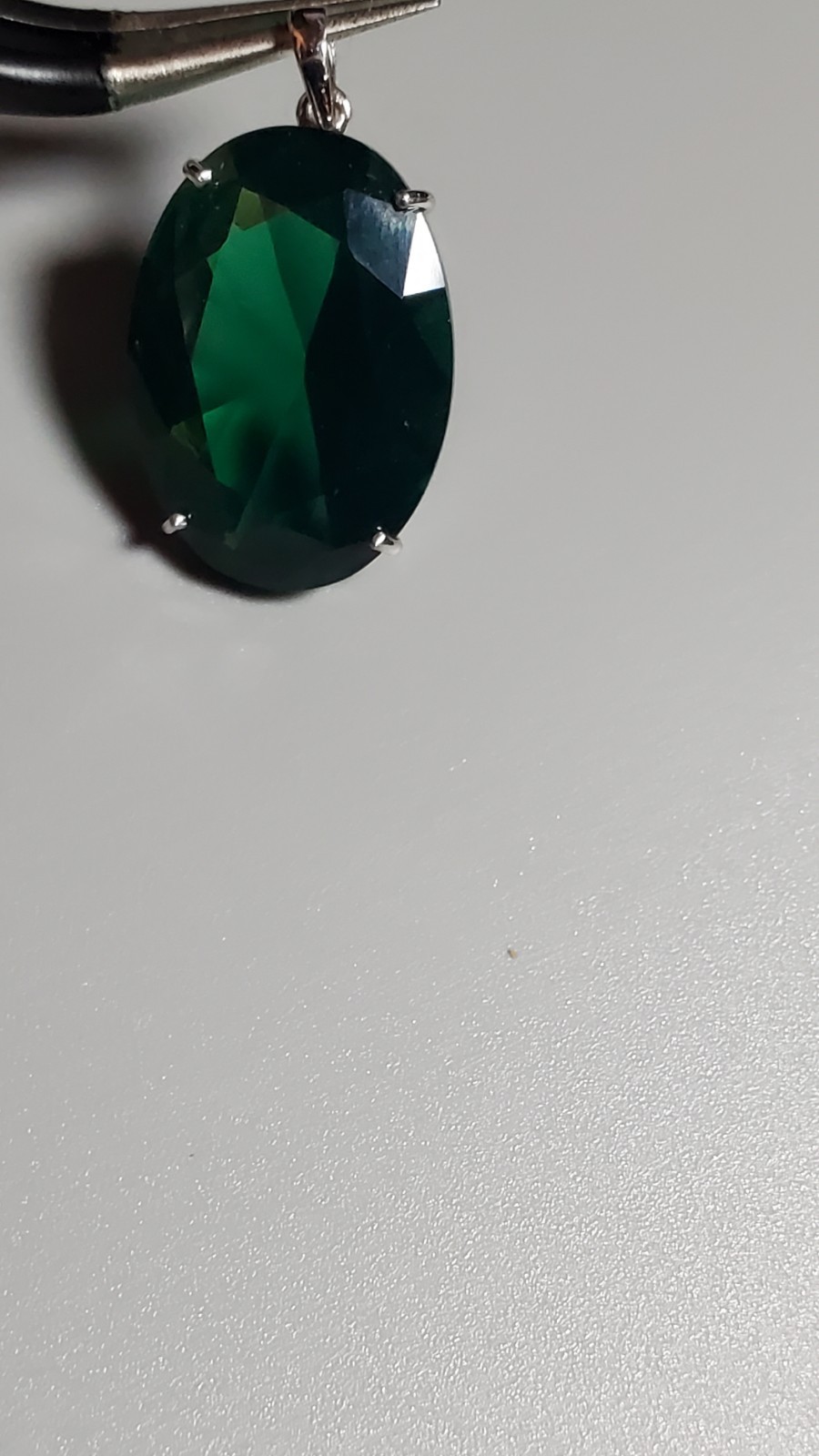 7.83 CT LAB CREATED EMERALD 10KT SOLID WHITE GOLD PENDANT 13MM X 18MM