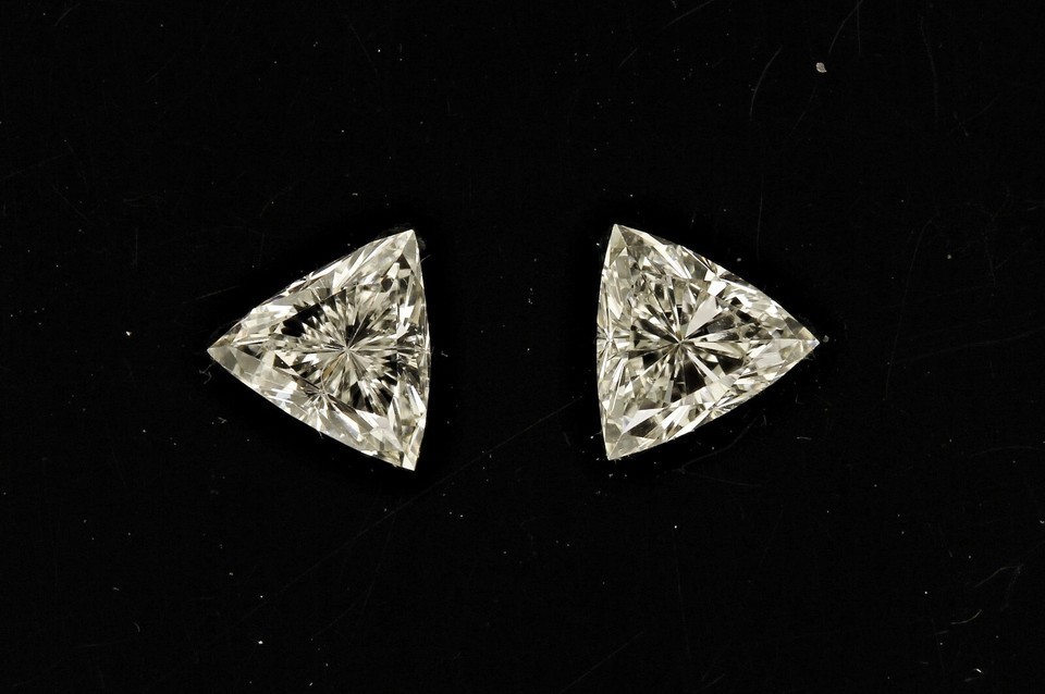 4TCW Trillion GRA Certified Real Moissanite Stud Earring 14k White Gold Plated