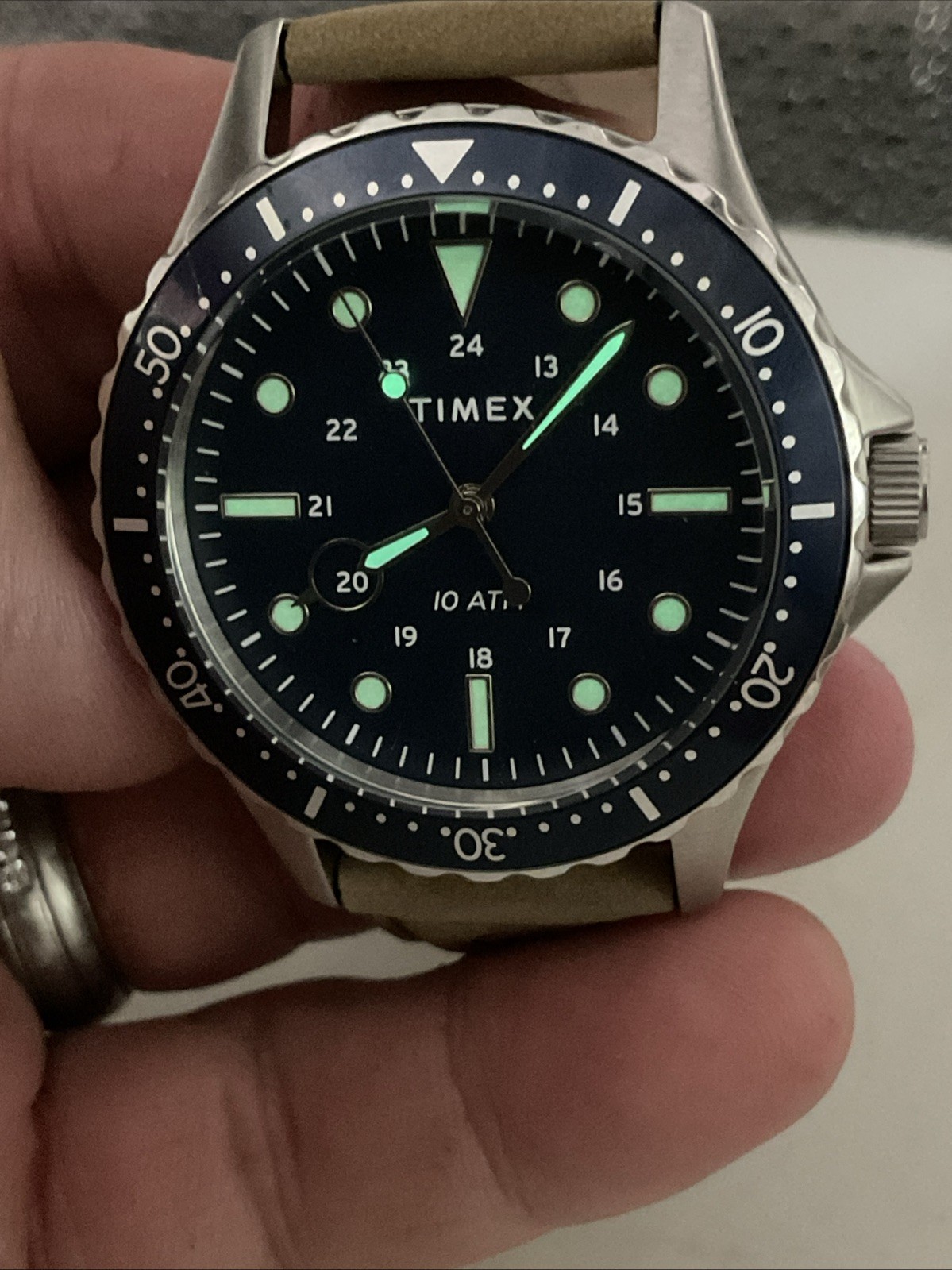 TIMEX NAVI XL ALLIED TW2U10800 24-HOUR BLACK/SILVER QUARTZ WR 100M MEN’S WATCH