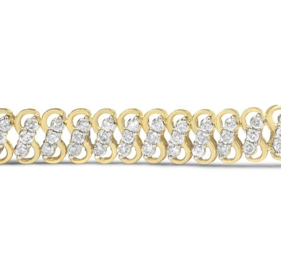 10k Solid Yellow Gold 4.0 ctw Diamond S Link Band Tennis Bracelet 7.0” MOTIVATED