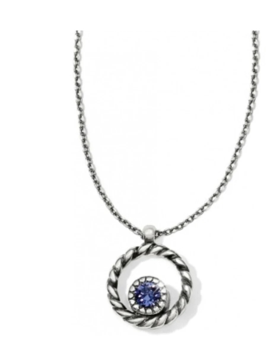 NWT Brighton HALO Purple Clear Reversible Crystal Silver Mini Necklace MSRP $42