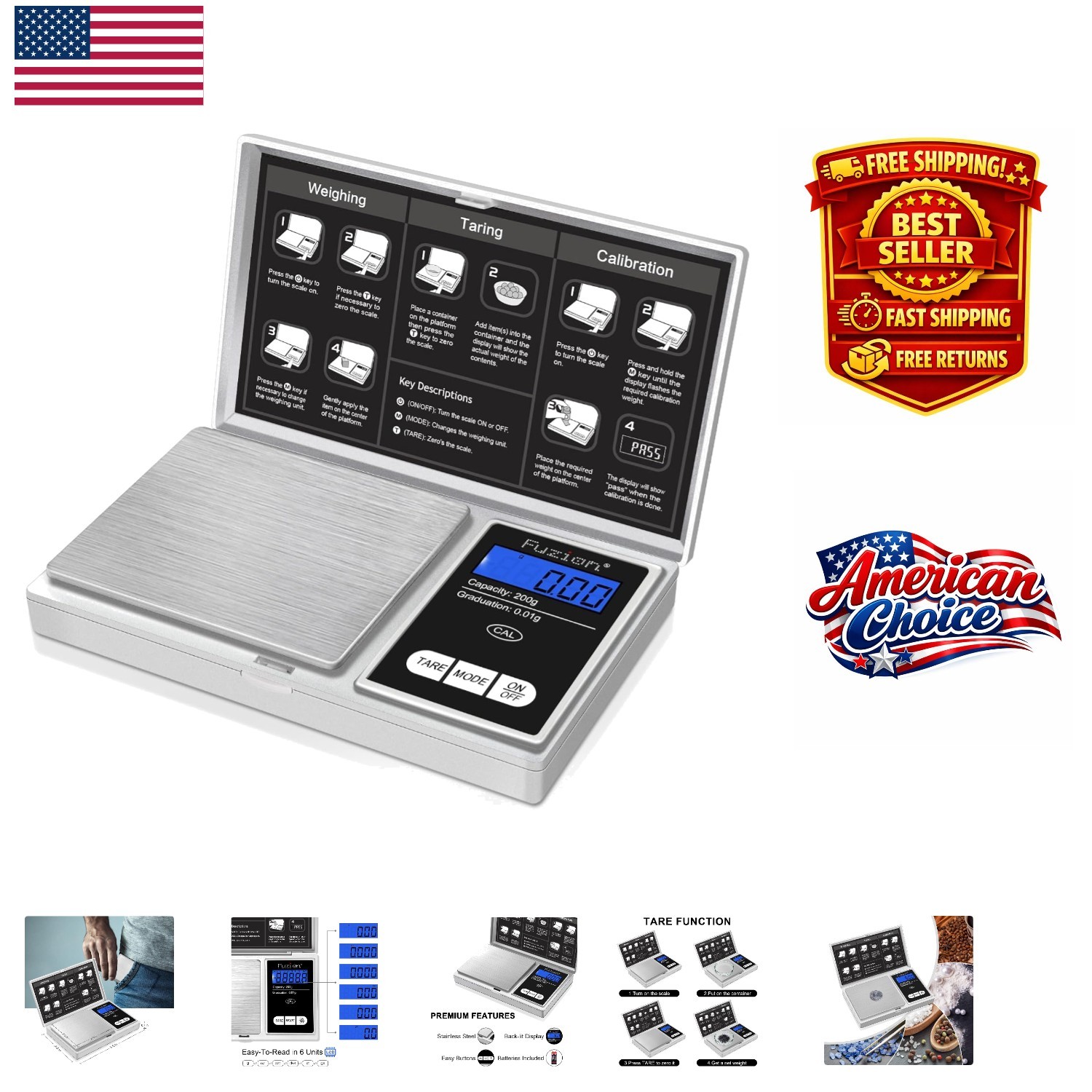 Mini 200g Digital Scale with Tare Function – Ideal for Travel, Food, and Herbs