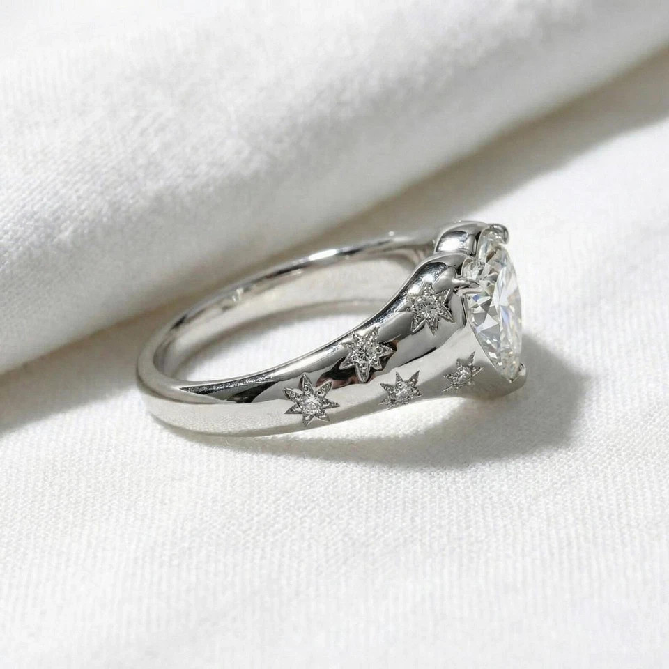 3 Ct IGI Heart F-VS1 Lab Grown Diamond Women Engagement Gift Ring 14k White Gold