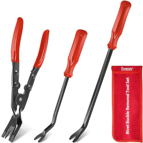 3 Pcs Auto Clip Pliers Set and Fastener Remover – Car Red – Auto Clip Pliers Set