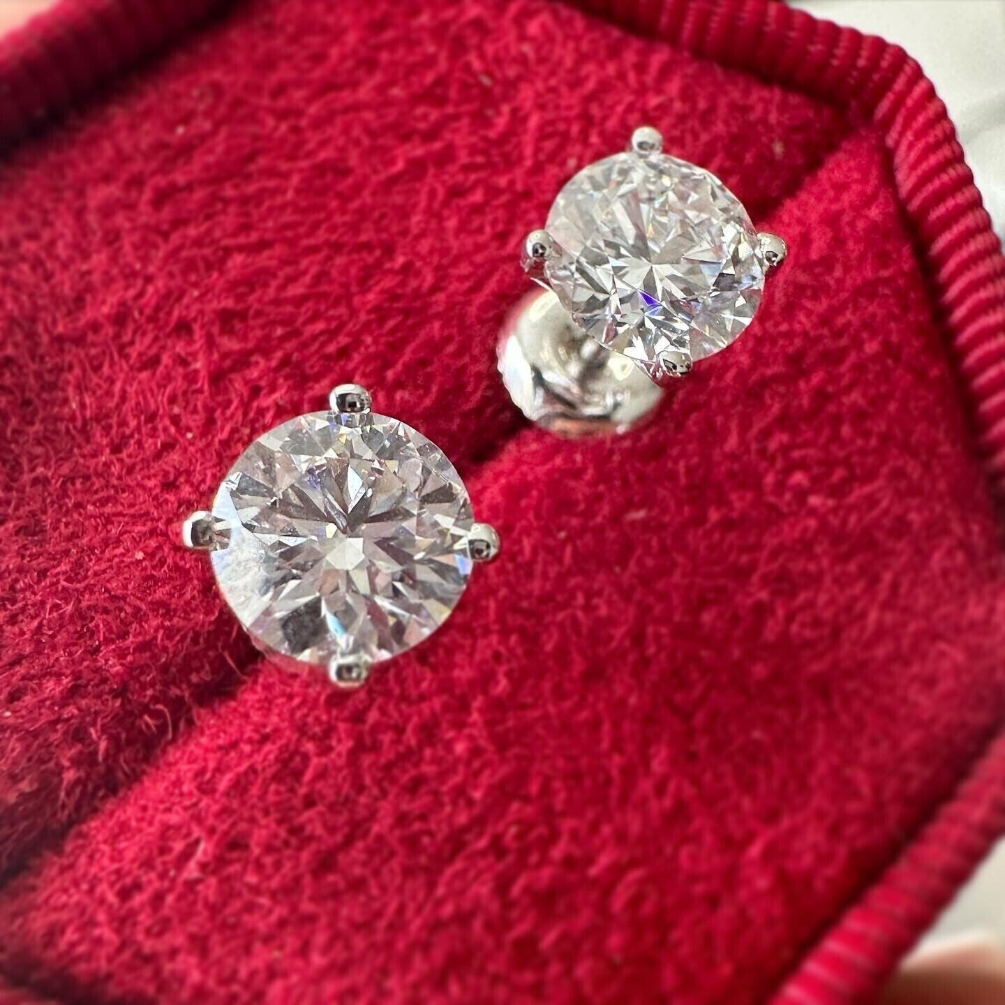 1.00Ct Round Cut Natural Diamond JK/I1-I2 Women’s Stud Earrings 14k White Gold