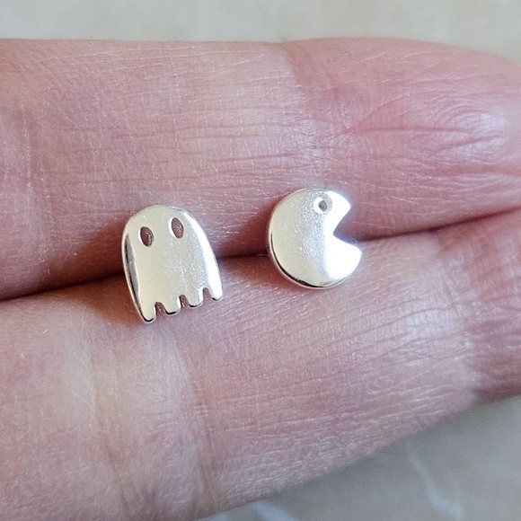 Pac Man Earring Sterling Silver Video Gamer Birthday Gift Daughter Friend Sister