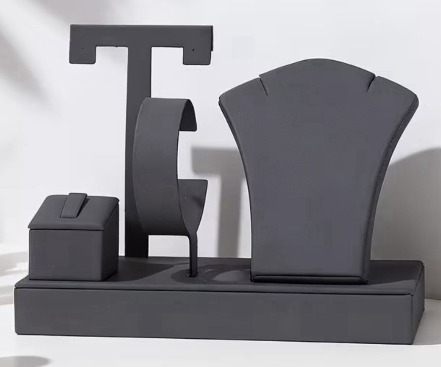 NEW – Gray 4-In-1 Combination Jewelry Display Stand (4.8” H x 6.5” W x 3.54” D)