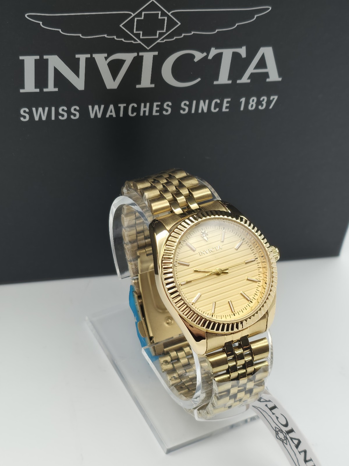 Invicta Celestial Men’s 36mm Gold SS Watch Quartz Flame Fusion NEW