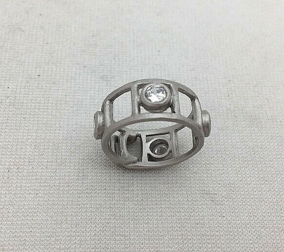 Sterling Silver .925 9mm Wide Brush Matte Finish 5mm Cz Ring Size 6